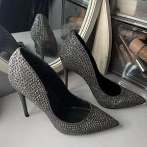 Steve Madden Black Crystal Pointed Toe Stiletto Heels